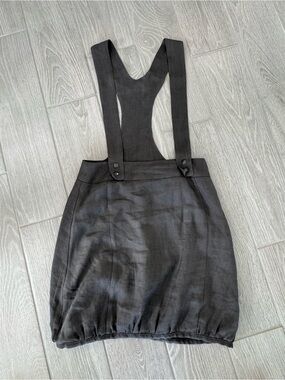 SARAH PACINI Gray Pinafore Bubble Hem Sculptural Avant-Garde Lagenlook GUC
